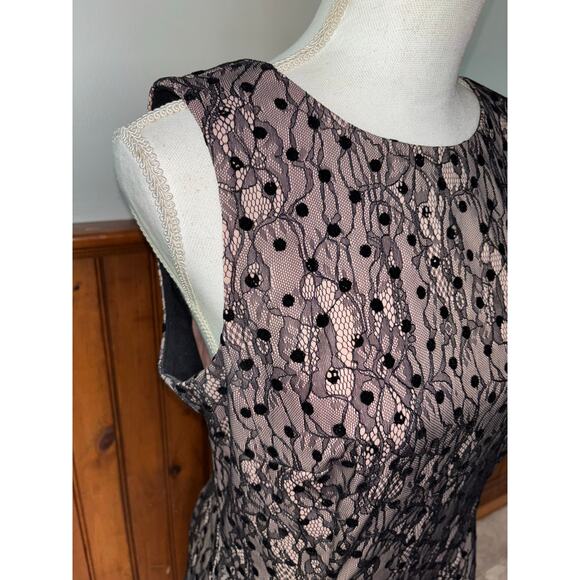 Womens Jason Wu Blush Black Lace Overlay Sleeveless Knee Length Dress Size M - Picture 4 of 12